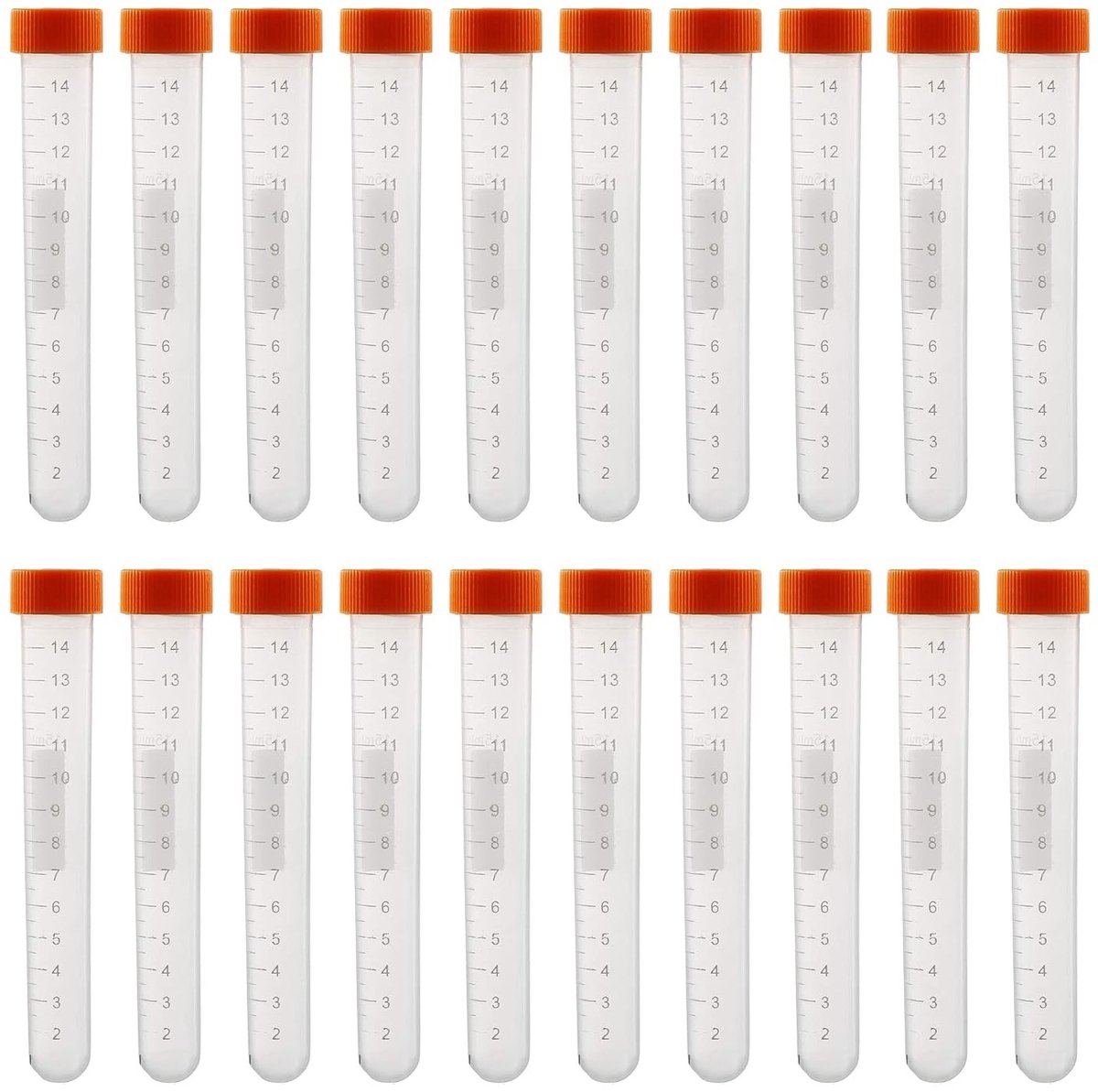 Centrifugebuizen 15 ml, Set van 20, Plastic Testbuizen met Schroefdop, Gegradueerde Monsters voor Laboratorium en Chemische Experimenten