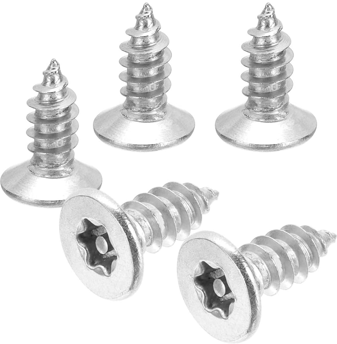 50 stuks M6 x 16 mm roestvrijstalen schroeven, houtschroeven, platkopschroeven, verzonken kop, veiligheidsschroeven, set met T10-bit voor hout, zacht metaal, metalen deksel, omheining