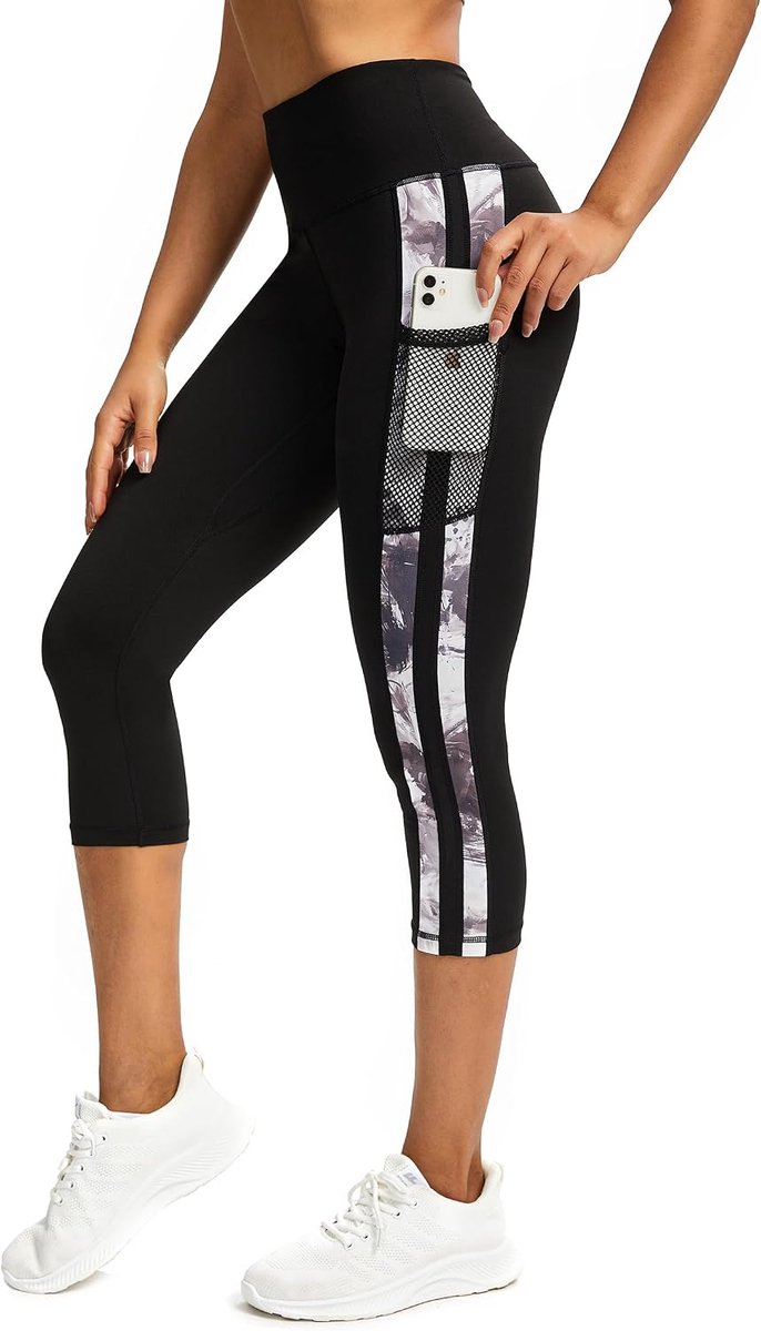 Leggings voor dames, 3/4 joggingbroek met zakken, sportbroek voor dames, 3/4 ondoorzichtig, fitnessbroek, leggings voor dames