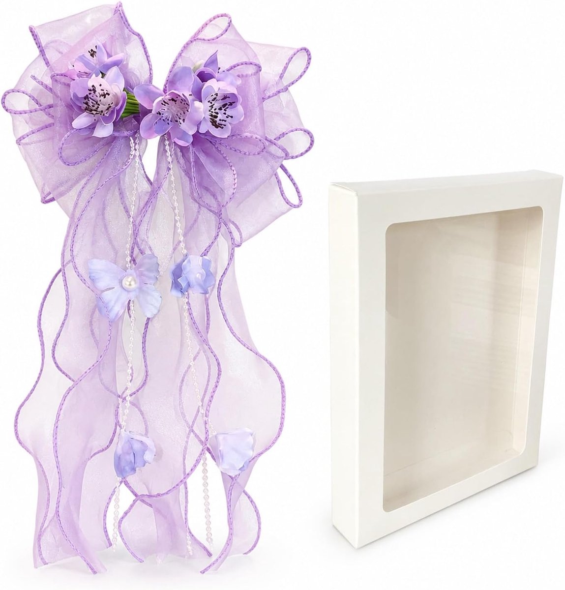 1 stuks paarse strik voor schoolzakjes, decoratieve bloemenstrik, organza-strik, klaar voor de eerste schooldag, verjaardag, geschenkverpakking, meisjes, feest, kleurrijk