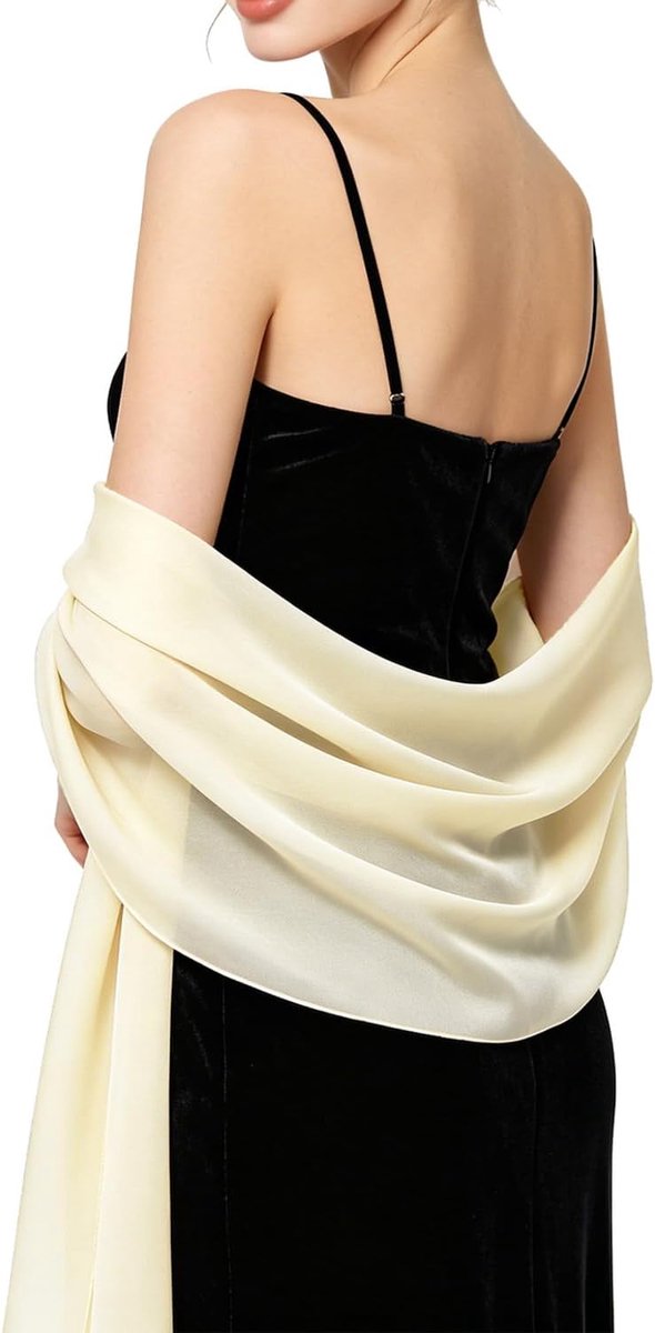 Sjaal voor Dames - 177x75cm Zachte Lichtgewicht Transparante Omslagdoek, Elegante Bruiloft Cape voor Feesten en Avondjurken, Licht Ivoor