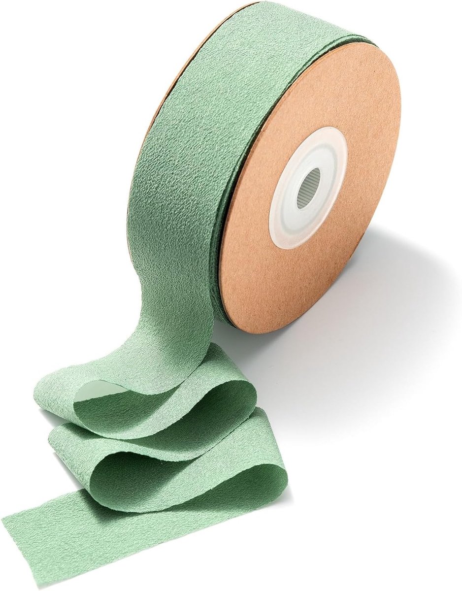 Geschenklint groen, lint oudgroen, 25 mm x 22,8 m, saliegroen zijden lint 2,5 cm breed voor bruiloft, cadeauverpakking, verjaardag