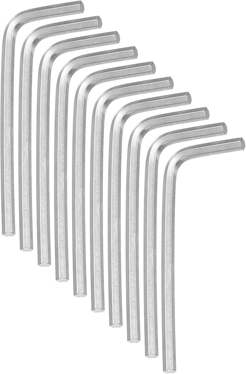 Inbussleutelset, 10 stuks, 2,5 mm, roestvrij staal, L-vorm, zeskant, metrische moersleutel, reparatiegereedschap voor doe-het-zelvers, fiets, motorreparatie