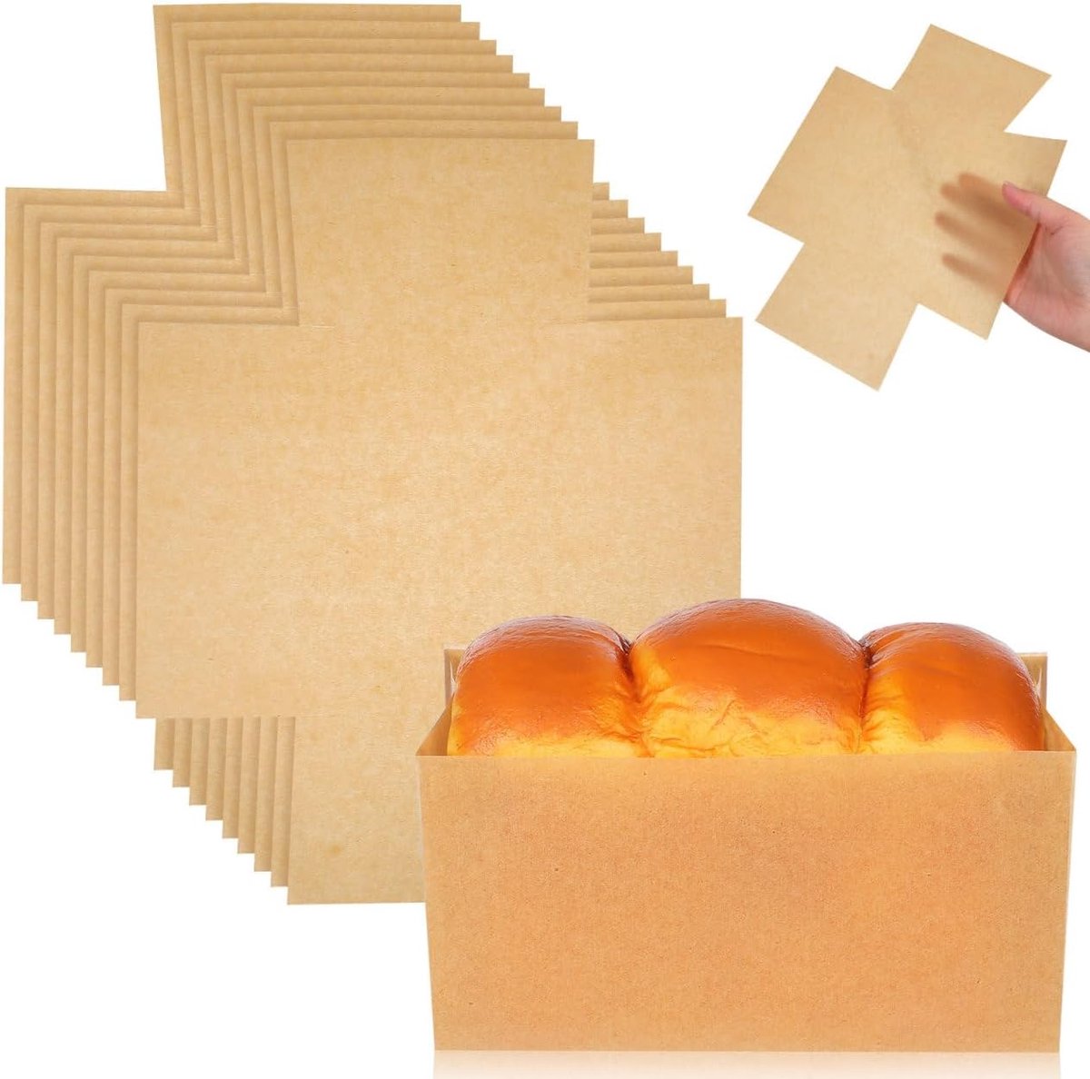 Bakvormpjes, wegwerp 50 stuks, perkamentpapier met antiaanbaklaag voor brood, cake en snacks, bakaccessoires voor oven en vriezer