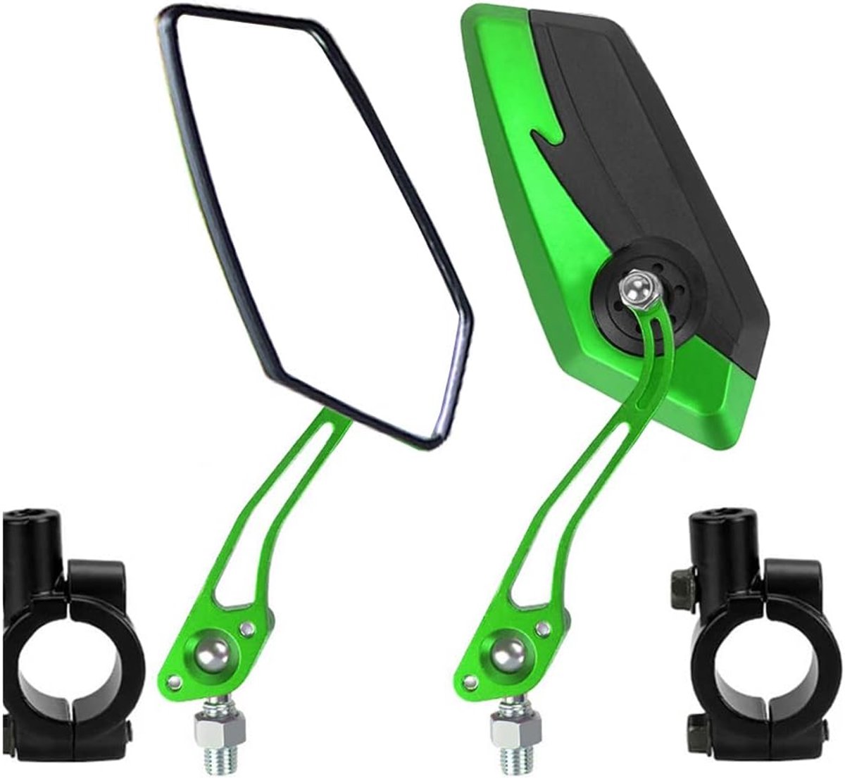 Motorfiets Achteruitkijkspiegel 10mm 8mm Groen Motor Zijspiegel Aluminium Verstelbaar Stuurspiegels Motorfietsspiegels Motorspiegel Anti-glare met 7/8 inch Montage