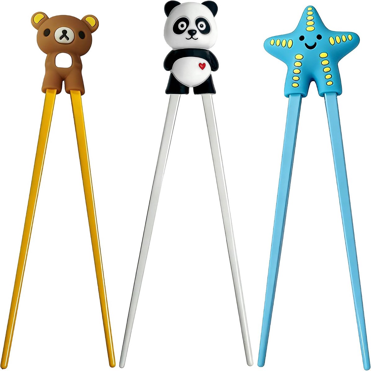 Eetstokjes, leerhulpmiddelen met panda, zeester en beer | Stabiel en geschikt voor levensmiddelen, ondersteunt bij het leren van de juiste houding van eetstokjes