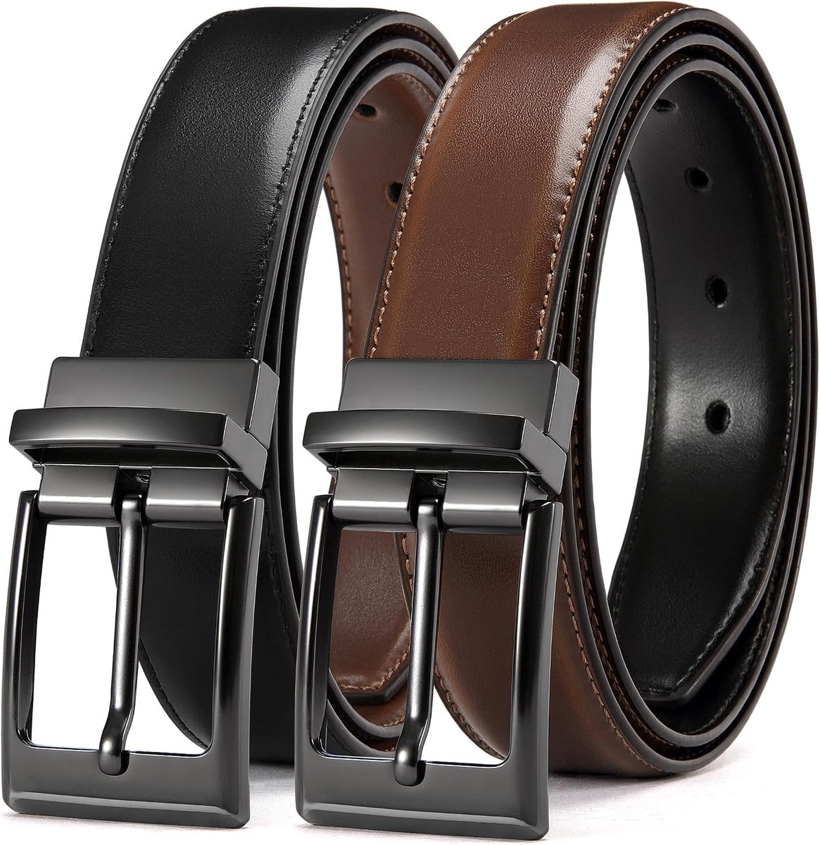 Heren Riem Leren 1 Stuk, Herenriem Omkeerbare Zwart Bruin 32mm, Draaibare Gesp voor Pakken en Casual Jeans