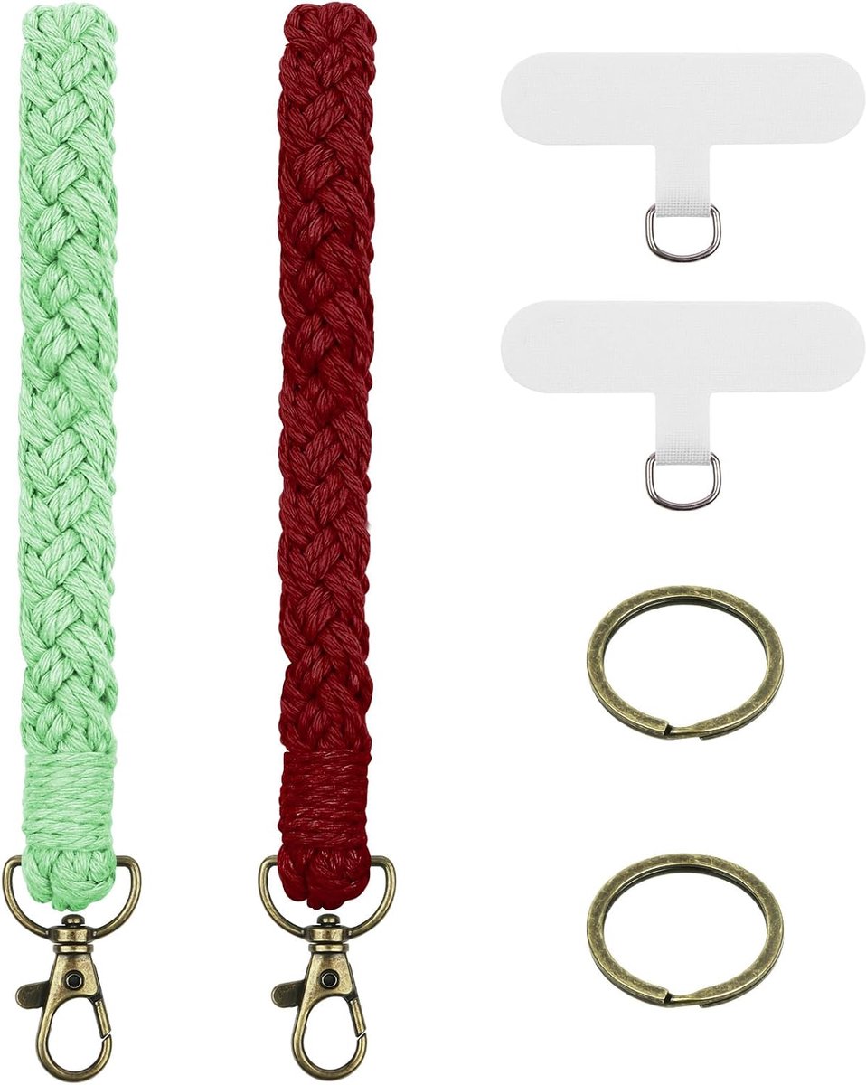 Lanyard voor Telefoon, 2-Pack Combinatieband Met Duurzame Patches, Handgemaakte Polsband Sleutelhanger Universele Sleutelhanger Houder voor Airpods Handtas Handtas Camera