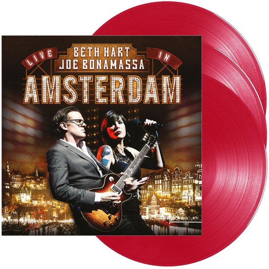 Beth Hart & Joe Bonamassa - Live in Amsterdam albumhoes met rode vinylplaten.