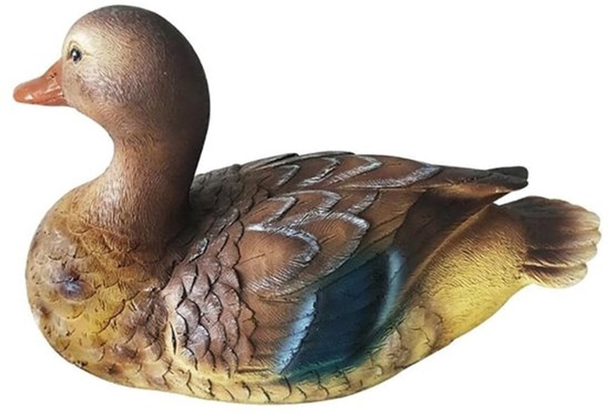 Eendenstandbeeld Realistisch - Vijverdecoratie - Drijvende Eend - Hars - 21,5x11,8 cm - Veilig voor Vissen