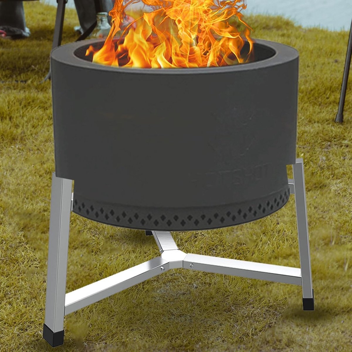 Vuurkorf Standaard - Kampvuur Rek - Buiten Koken - Stabiel Driehoek Ontwerp - 19.5 inch - Zilver