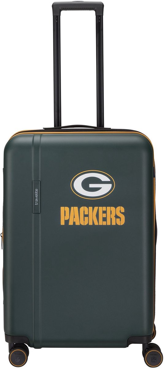 Travelite travelite x NFL 4 wielen Trolley M 67 cm met uitbreidingsplooi - Harde bagage - TSA slot - green bay packers
