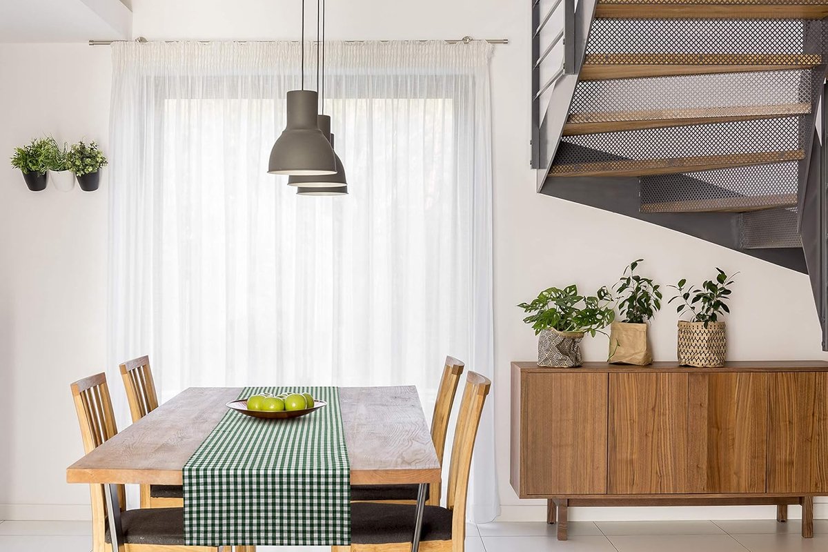 Tafelloper 40 x 220 cm donkergroen/wit geruit (kleur en grootte naar keuze) - hoogwaardig vervaardigde tafelloper van 100% katoen in Scandinavische landhuisstijl