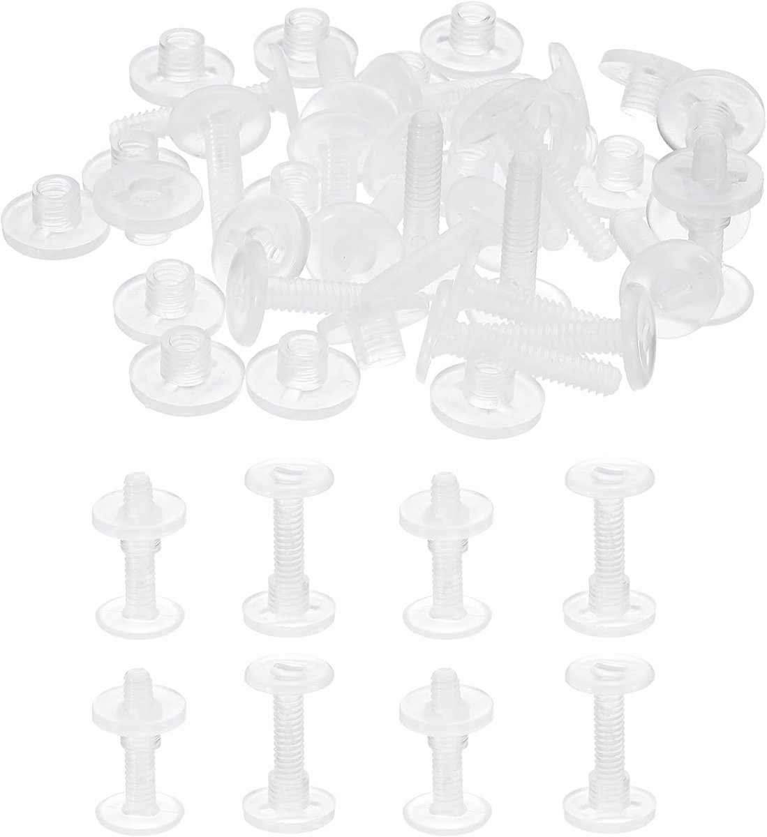 Chicago-schroeven, 25 mm, 20 sets plastic Chicago schroefbindende paal met schroefklinknagels voor lederen riem, plakboek, fotoalbums, transparant
