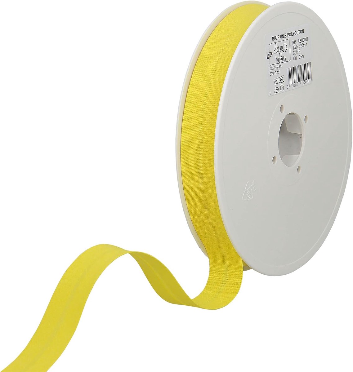 Biaisband - 20 mm breed, gevouwen 10 mm, rol van 25 m, 50% katoen 50% polyester, rand voor naaien, banners, stoffering, meubels, biezen, kleding, dekens