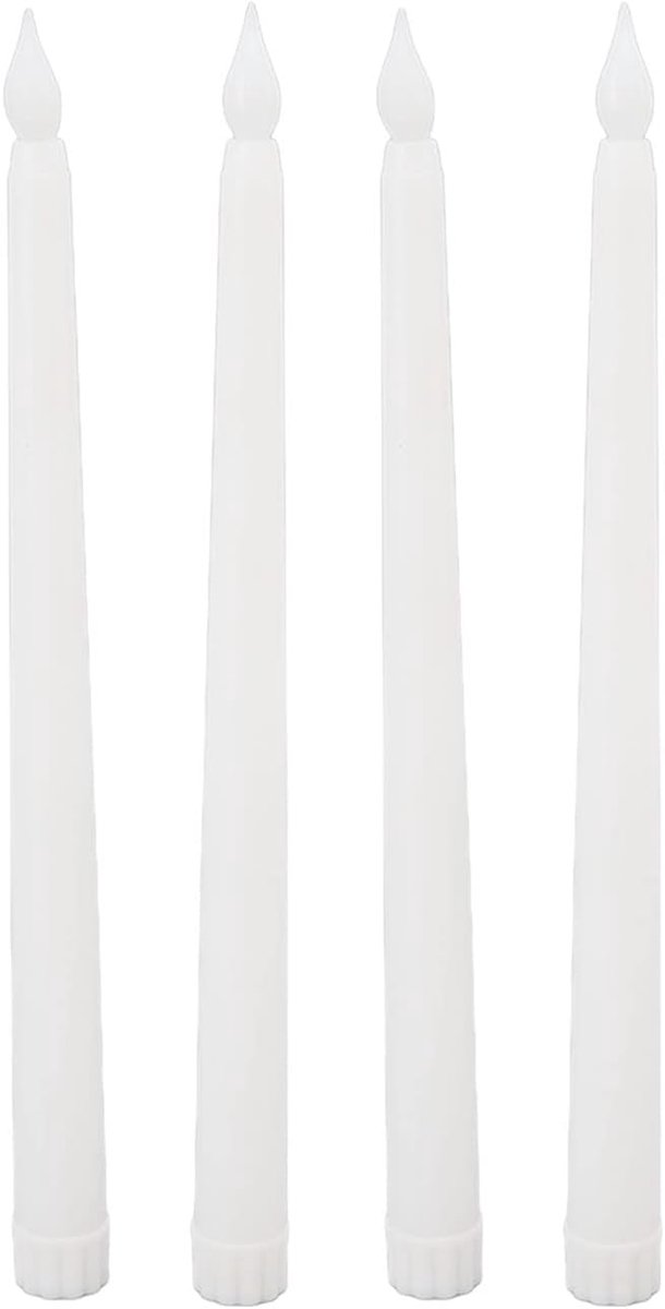 LED-kaarsen, 4 Stuks Druppelloos, op Batterijen Werkend Kaarslicht met Afstandsbediening, Echte Was 3D Flikkerende Vlam voor Tafeldecoraties op Bruiloftsfeesten en (WHITE)