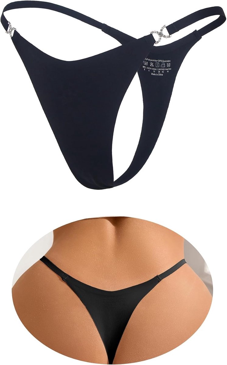 Ohmydear Mini-string, tanga voor dames, met strass, naadloze slips, lage taille, G-string, tanga voor vrouwen, T-rug, onderbroek, dunne string, grote maten broekje