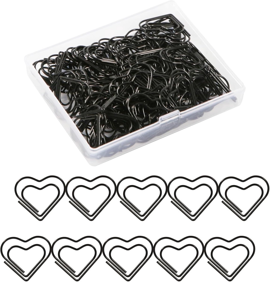 Clips, Schattig Liefdeshart Paperclips Paperclips Klein voor Sorteren Organiseren Knutselen Papieren Kinderen Kantoor School Thuisgebruik (Zwart)