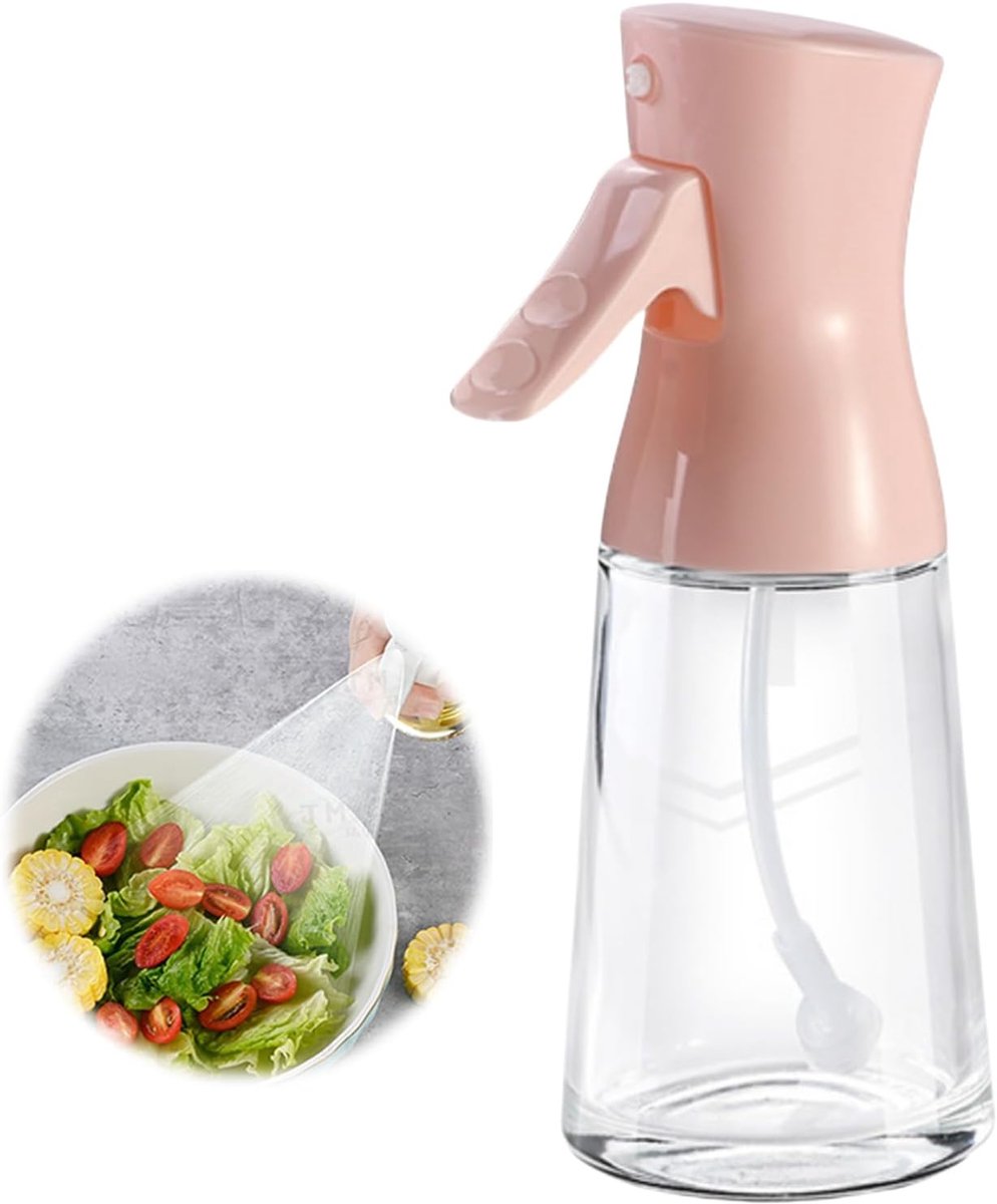 Oliesproeier, 4 kleuren, 180 ml oliespuitfles voor olie en azijn, oliespray voor het koken, oliespray voor spijsolie koken, olieflesje voor salade, barbecue, nbakken, barbecue, roze