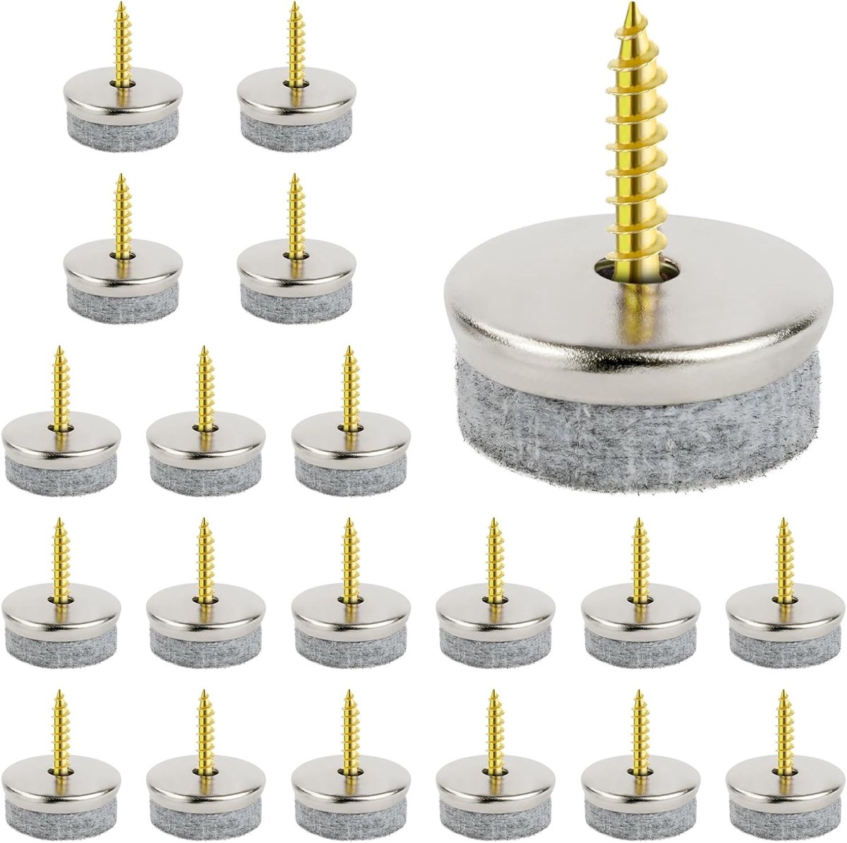 20 stuks viltdoppen schroeven, Ø 22 mm, stoelviltdoppen voor stoelen, schroeven, voor meubels, stoelen, laminaat, parket tegels, stoelpootbeschermers, vloerbeschermers, vloerbeschermers, 20