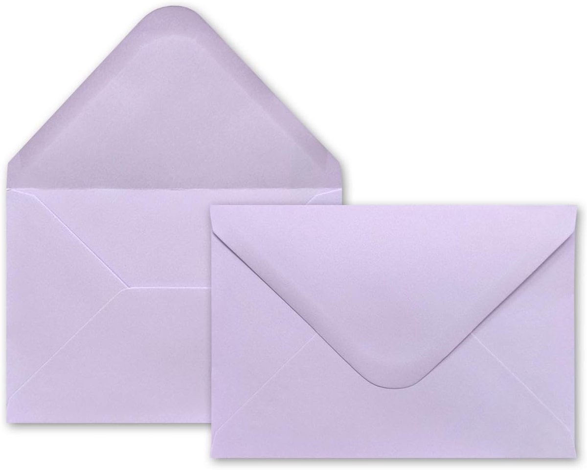 25x brief-omslagen in lila - 80 g/m² - enveloppen in DIN B6 formaat 12,5 x 17,6 cm - natte plakrand zonder venster