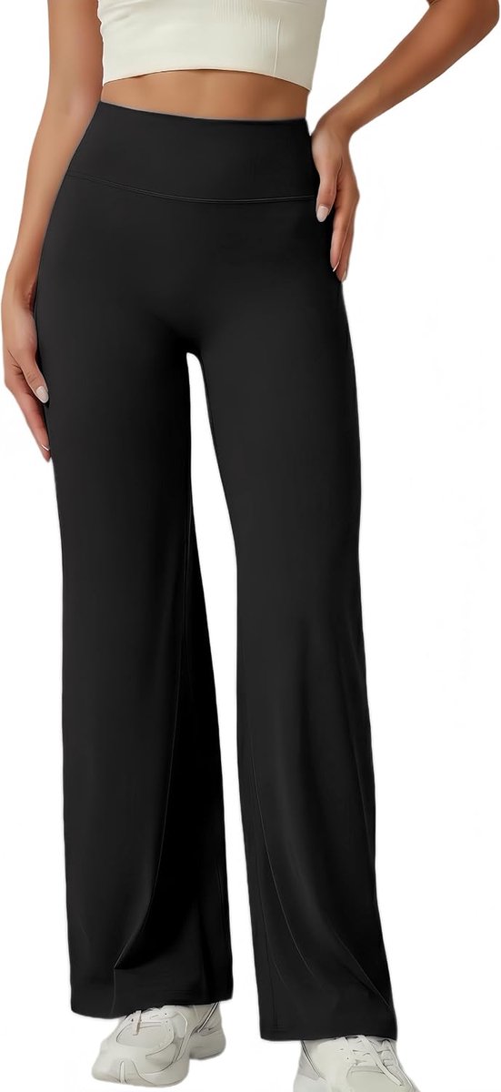 Yogabroek voor dames, leggings, hoge taille, elastische uitlopende vrijetijdsleggings, sportbroek, buikcontrole, vrijetijdsbroek, bootcut, leggings, workout, bootleg, fitnessbroek, joggingbroek