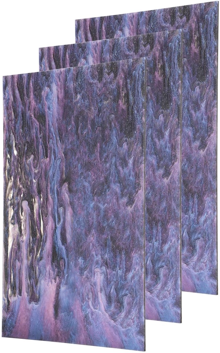 3 stuks acrylplaten, parelglans, 30 x 20 x 20 cm, kunststof platen, Pmma, parelglans, gieten, zomer, doorschijnend, voor handwerk, lasersnijden en graveren, paars-zwart