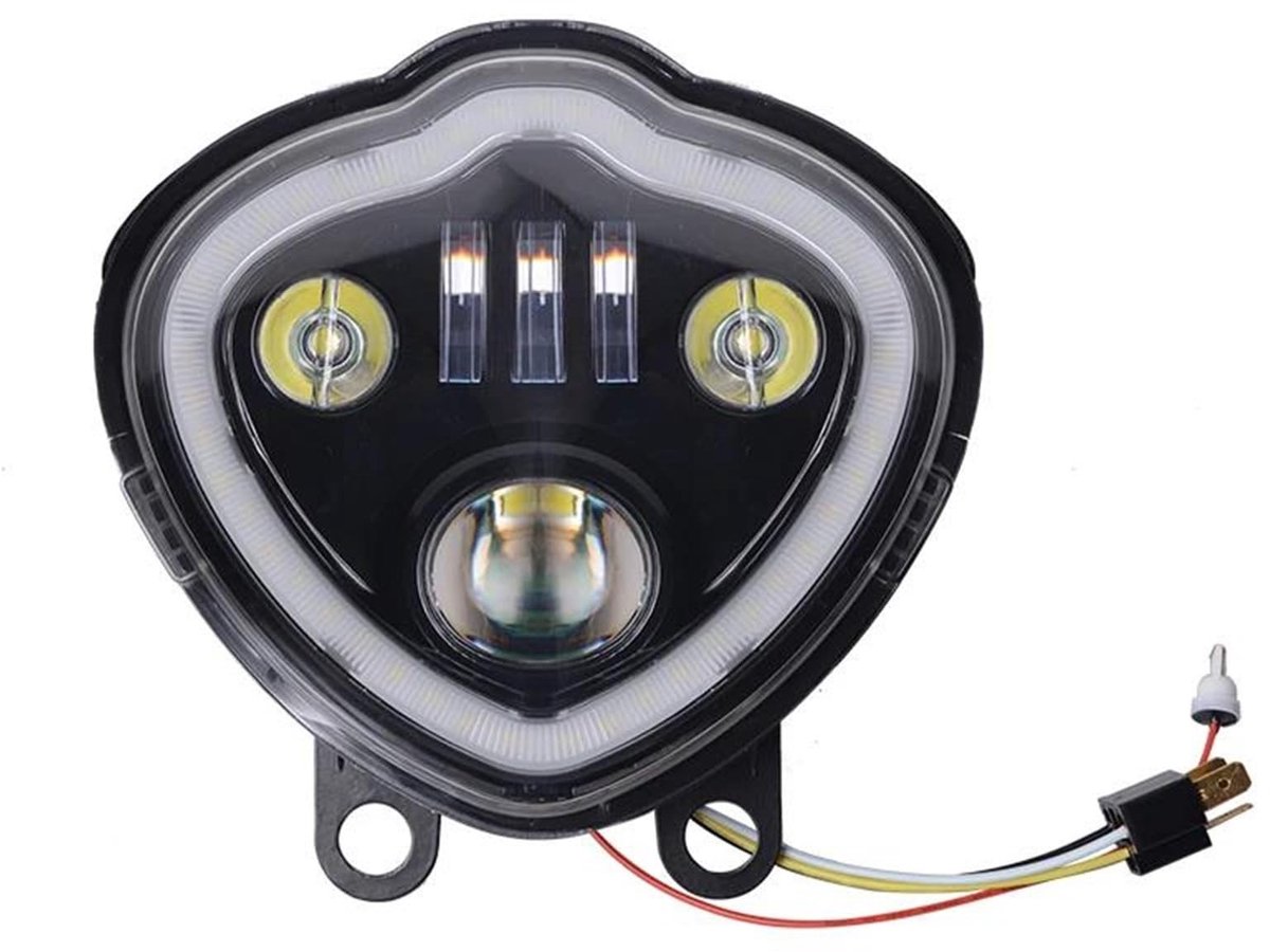 Elzusha - Zwarte Motorfiets LED Koplamp voor Kawasaki Vulcan