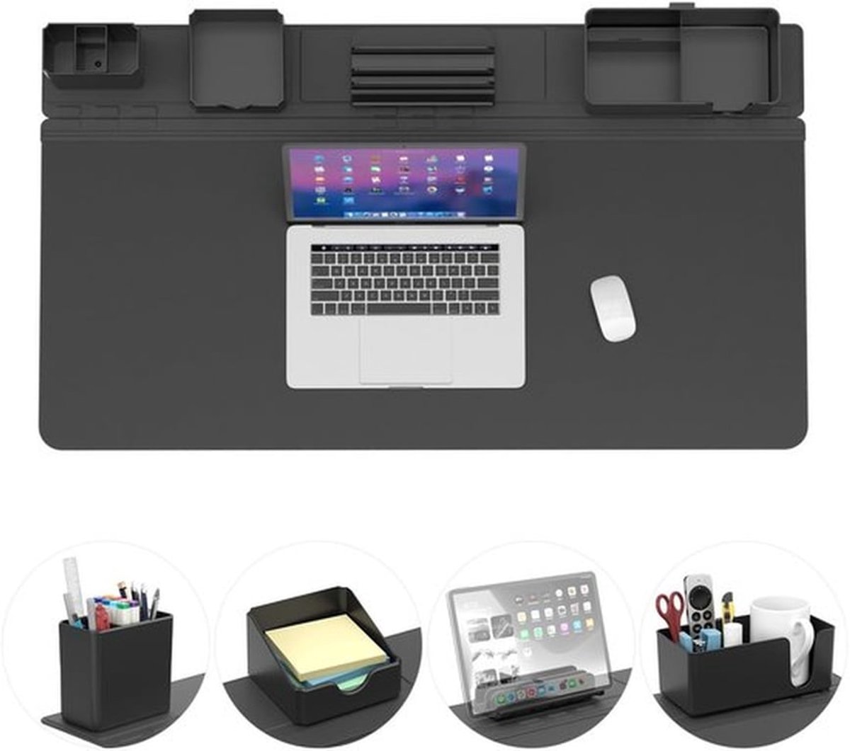Muismat 5-in-1 - Bureau Organizer - Telefoonstandaard - Bekerhouder - Penhouder - Opbergdoos - Bureauonderlegger