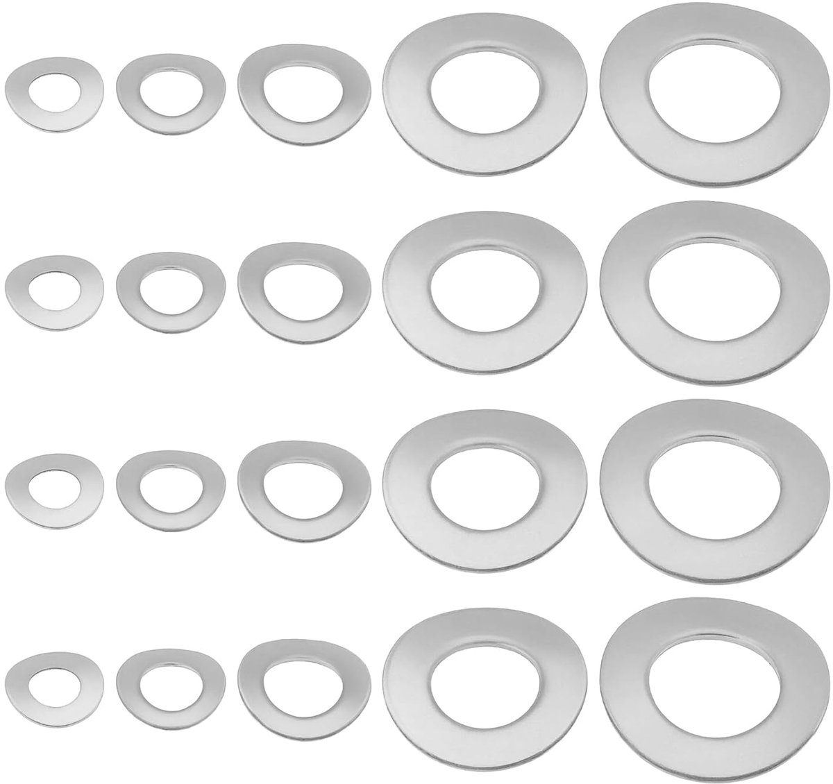 SnelShoppen - 250 Stuks Golfplaten Veer Ringen RVS 304 DIN 137 B Voor M5 M6 M8 M10 M12 - Metaal Veerring Set voor Diverse Toepassingen