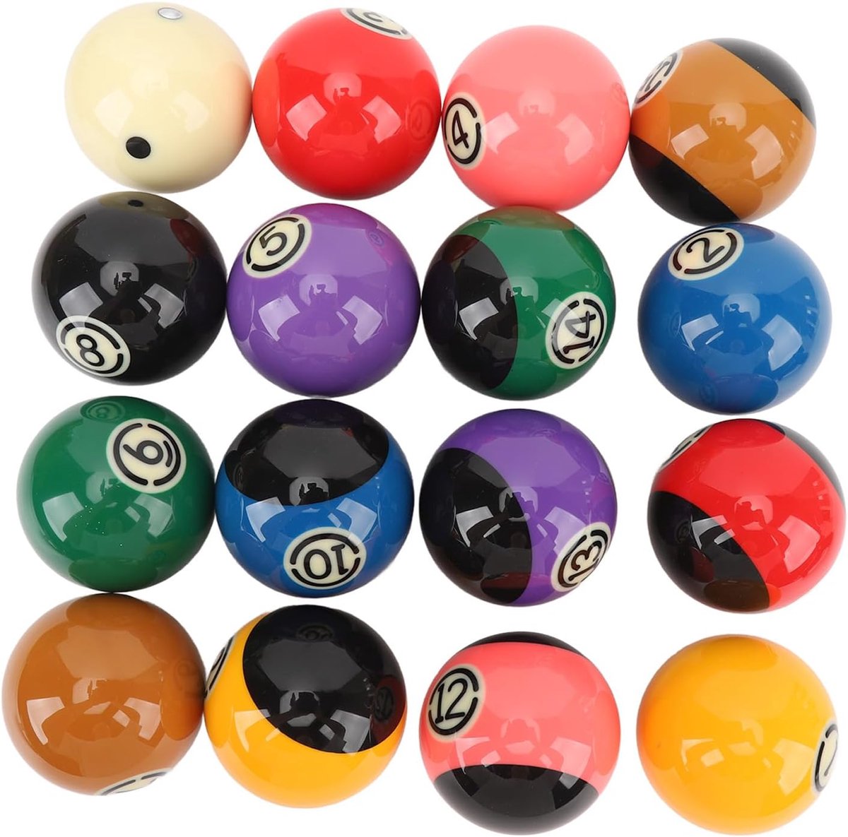 SnelShoppen - 2.25 Inch Biljartballen Set - Hoge Kwaliteit Hars Biljartballen, TV Stijl, Voor Toernooien, Vivid Kleuren, Duidelijke Nummering, 16 Stuk
