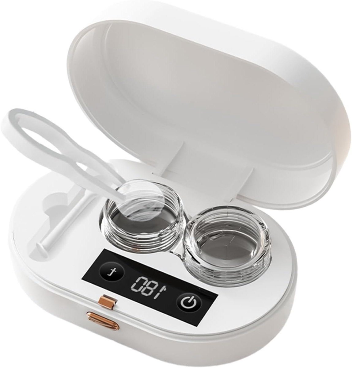 Contactlensreiniger - Ultrasone reiniger - Lenzen verzorgen - Draadloos en stil - Compact formaat - Wit