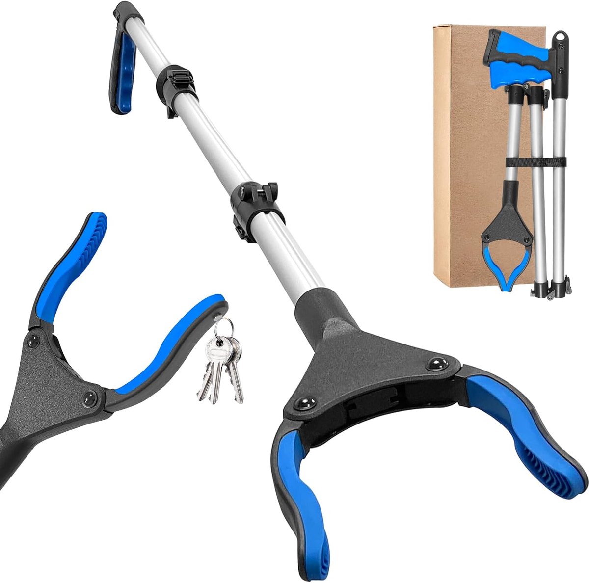 Bellanova Multifunctional Foldable Gripper, 110 cm Extra Long Gripping Pliers for Seniors, Three-Folding Dirt Bar, 360 - ShopVlot