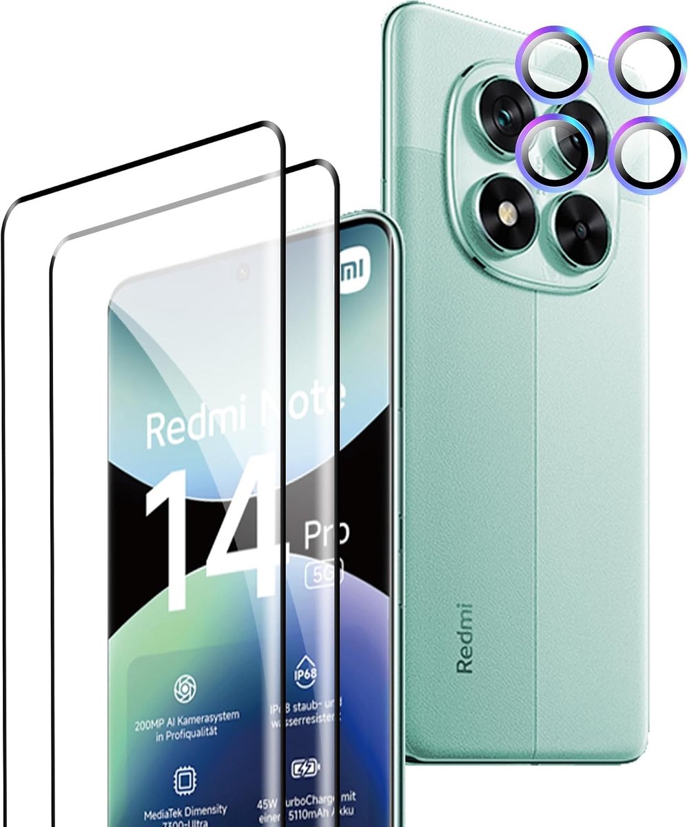 screenprotector gehard glas - 2 stuks - krasbestendig - optimale bescherming voor Xiaomi Redmi Note 14 Pro/Poco x7 5G - Luxento
