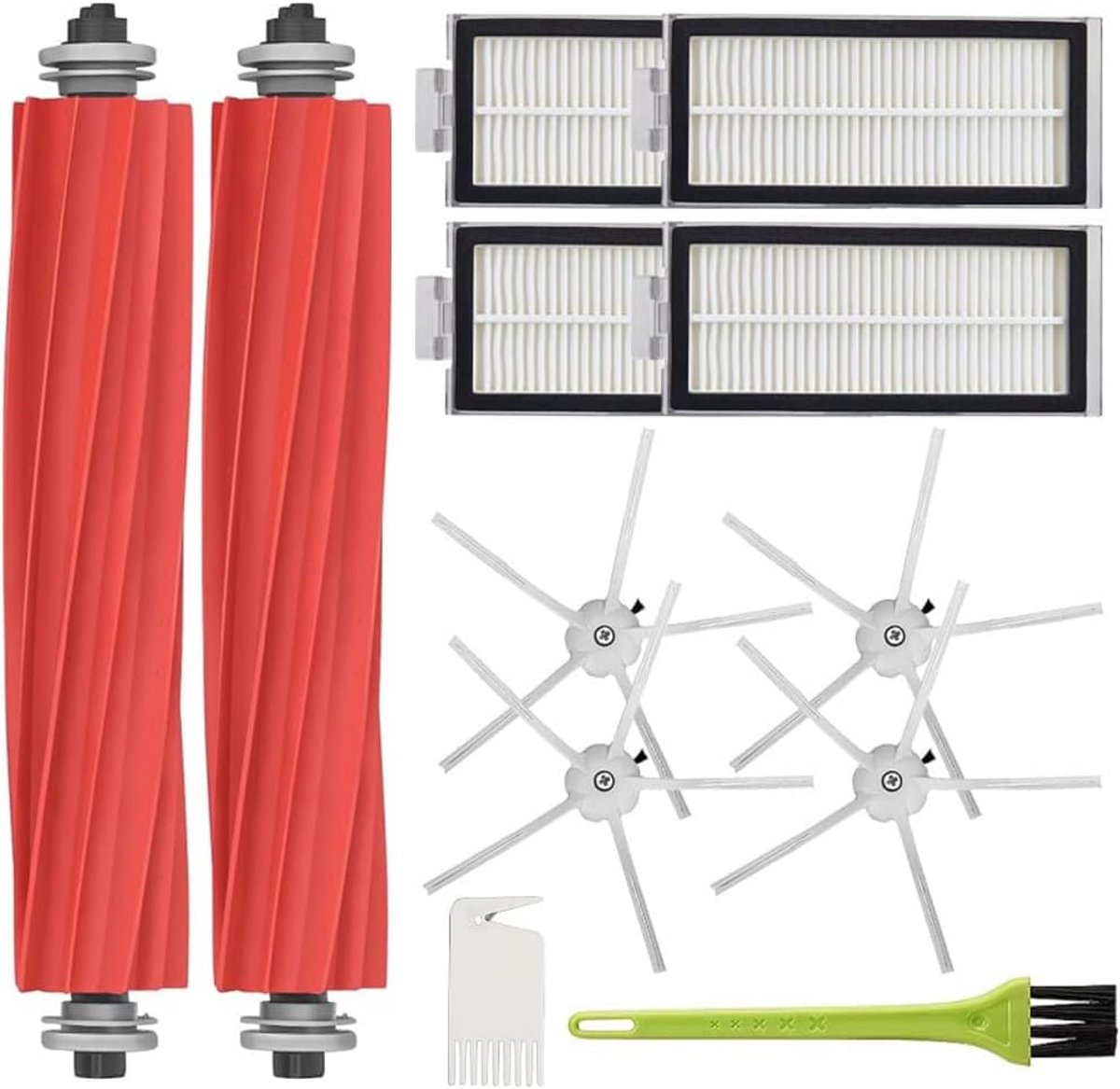 SnelShoppen - Accessoire Set Vervanging voor Robotstofzuiger, 12 Stuks Onderdeelset met 2 Hoofdborstel, 4 Filters, 4 Zijkantborstels, 2 Schoonmaakbors