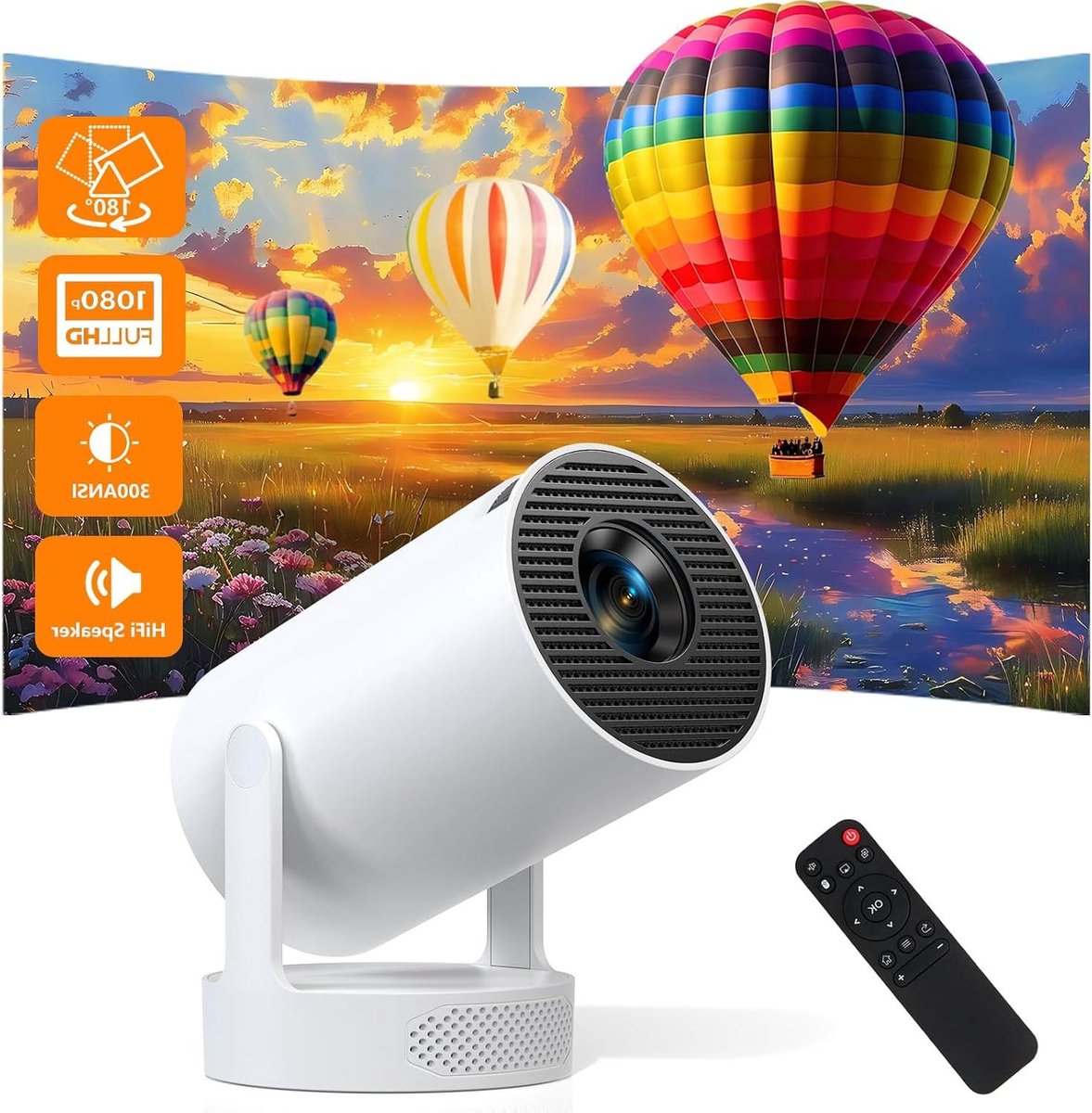 Mini Projector - Draagbare Beamer - Thuis Bioscoop - Android 11 Systeem - 150 Inch Max - Wit