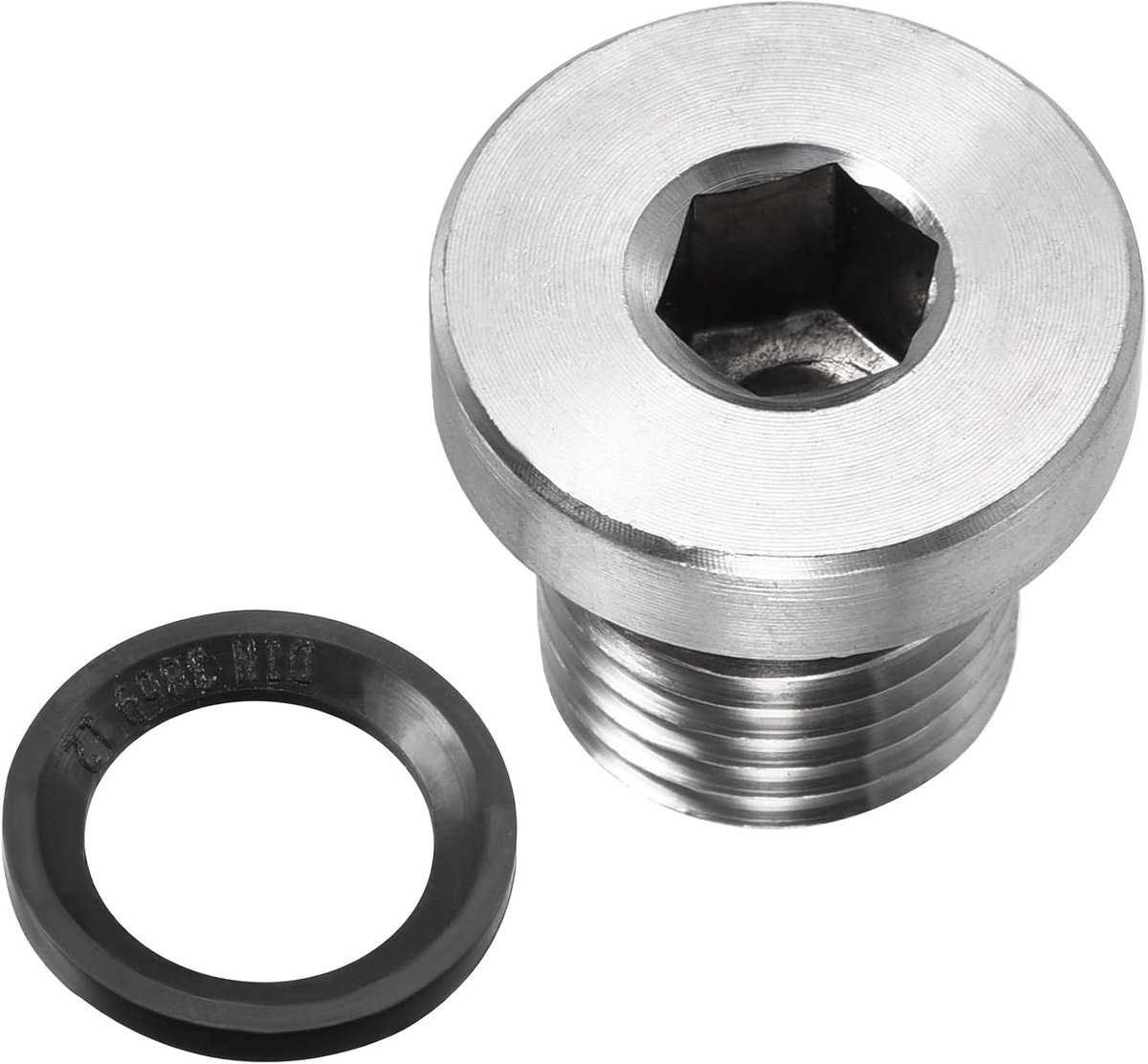 SnelShoppen - M12 x 1.25 RVS Pijpplug, Interne Zeskantkop, Pijpaccessoires, Ideaal voor Afsluiten van Pijp Eindes (Zilver)