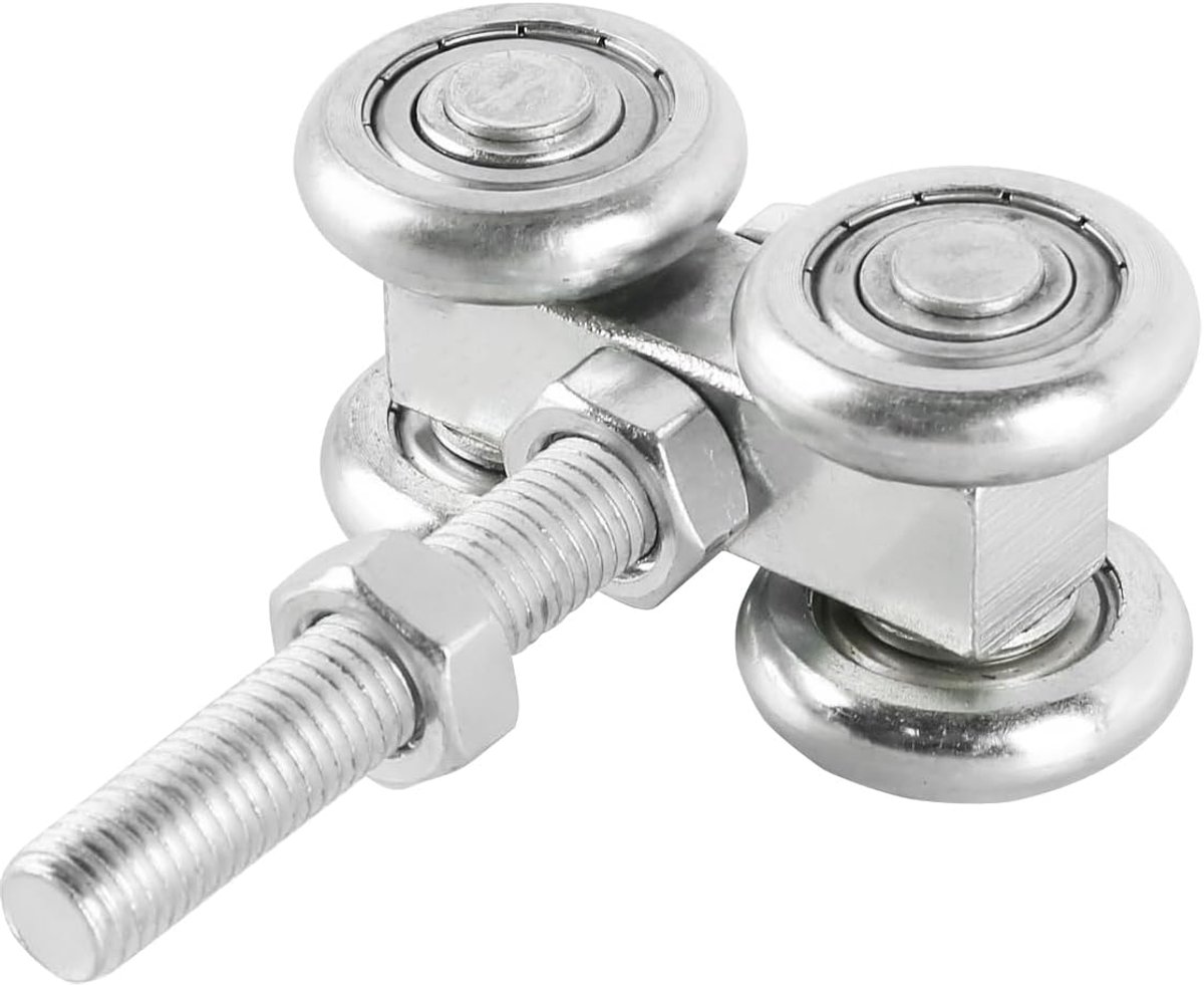 SnelShoppen - Stalen Dubbele Wielen Rail Hangende Trolley Sliding Rail Roller met Moeren voor Deuren en Ramen - Zilver - Duurzaam en Stijlvol