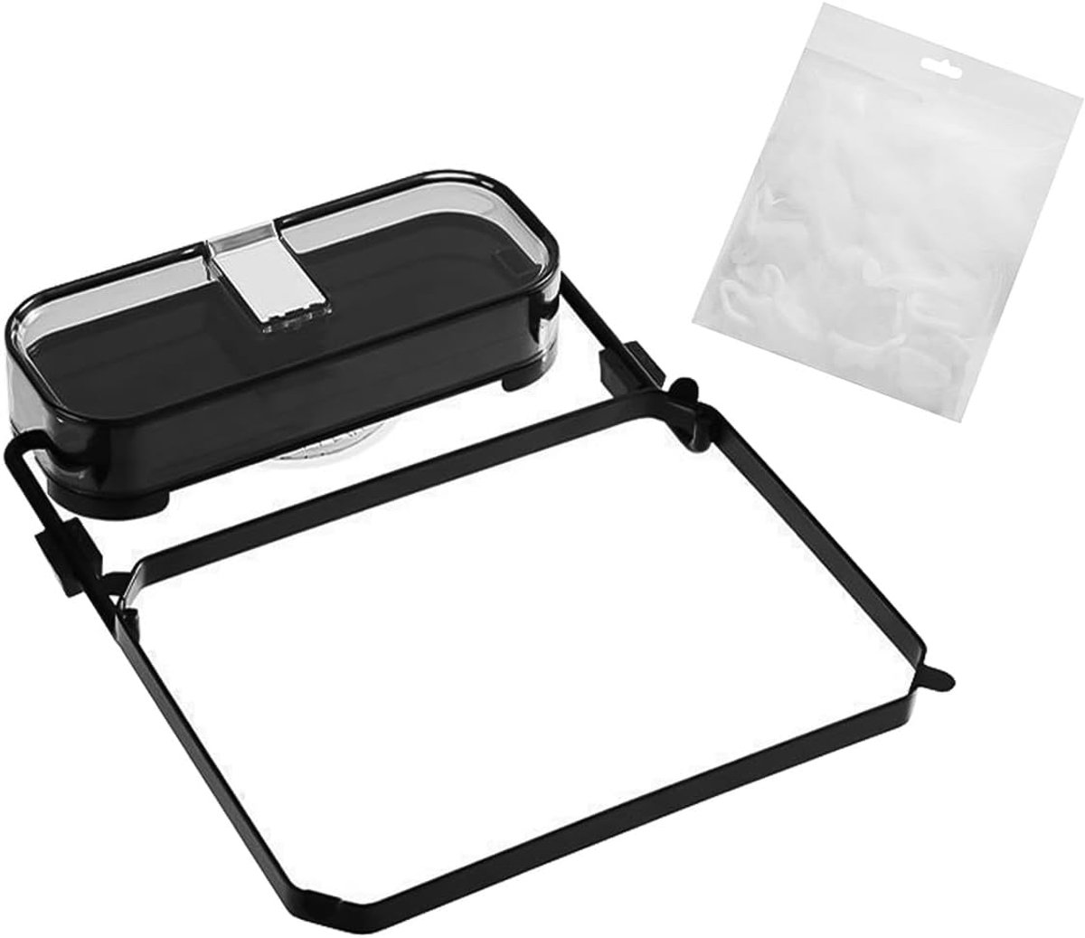 SnelShoppen - Keukenafvalfilter - Filterrek met filtermand voor etensresten 50 filterzakken (Zwart) - Suction cup ontwerp - Opvouwbaar en ruimtebespar