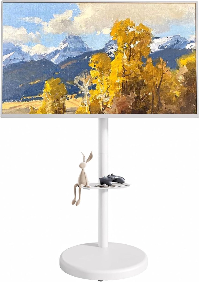 TV standaard - Mobiele standaard - Verplaatsbare entertainment - In hoogte verstelbaar - 37-86 inch - Wit