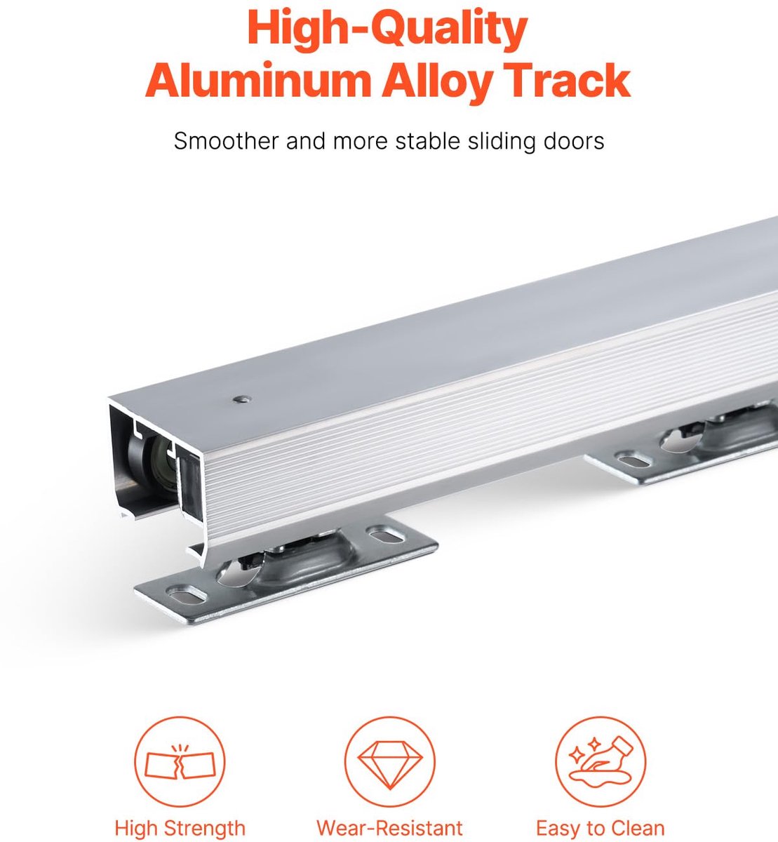 SnelShoppen - VEVOR Schuifdeur Rail Set voor Zware Schuifdeuren, 1440 mm, Commerciële Kwaliteit, Uittrekbare Deuroverhead en Bevestigingsmaterialen, E