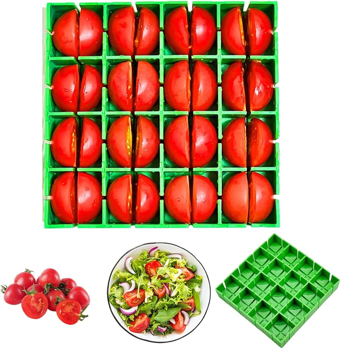 SnelShoppen - Kindvriendelijke Druiven Snijder, Fruit Snijder met 16 Compartimenten, Gemakkelijk in Gebruik, Kleur: Transparant, Voor Druiven, Tomaten