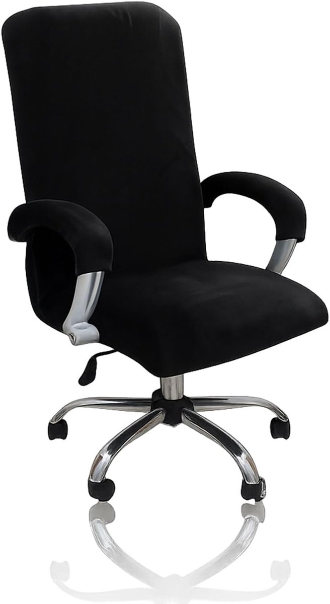 SnelShoppen - Velvet Bureau Stoelcover met Armleuning, Stretch Stoelhoes Gaming Stoel, Verwijderbare Stoelcover, Elastische Stoelhoes voor Kantoorstoe