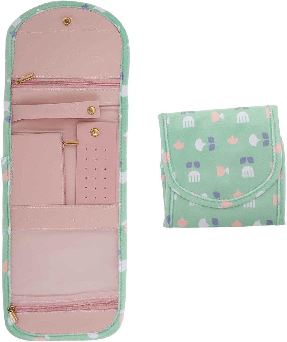 SnelShoppen - Travel Sieraden Organizer - Reisaccessoires voor Sieradenopslag - Voor Ringen, Oorbellen, Kettingen, Horloges - Fluweel, Klein, Groen