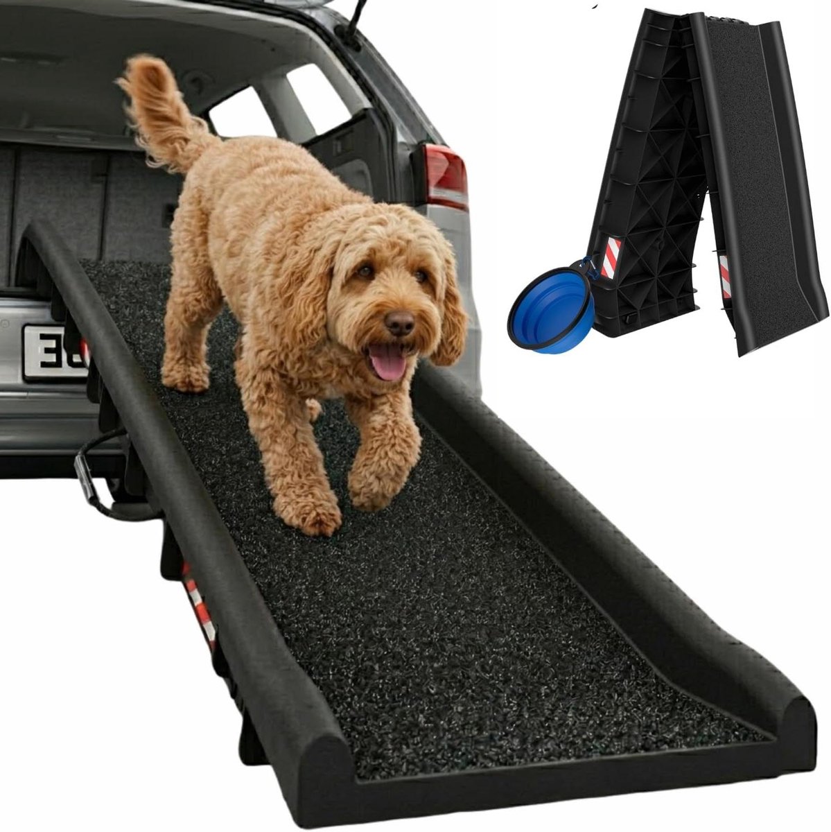 Honden Autoladder - Honden opstap - Veilig in auto - Antislip laag - 156x40cm - Zwart