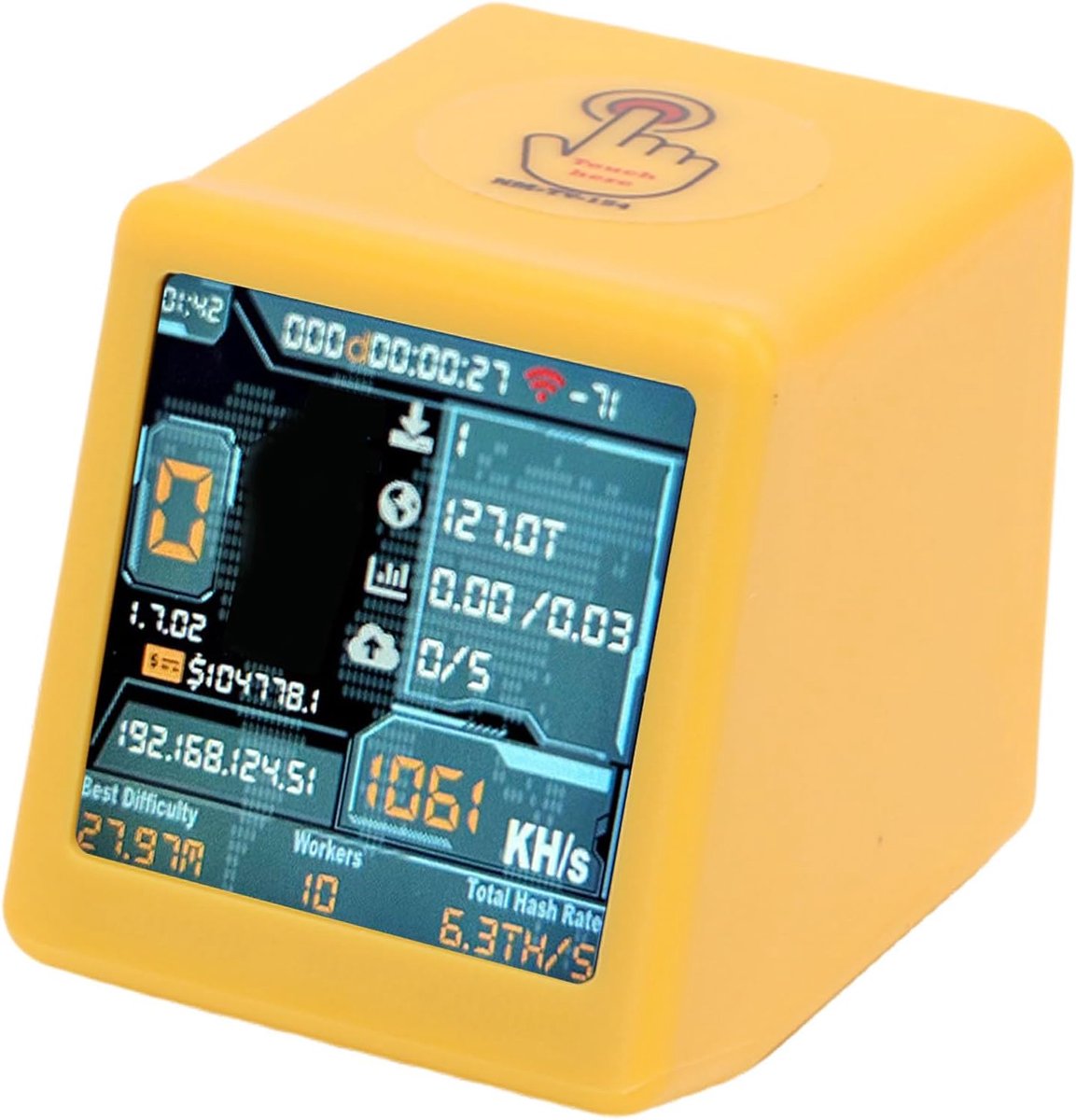 SnelShoppen - CCYLEZ Bitcoin Miner - Plug & Play USB Crypto Miner met HD Touchscreen, 1050Kh/s Hash Rate, Wifi & Bluetooth voor Beginners