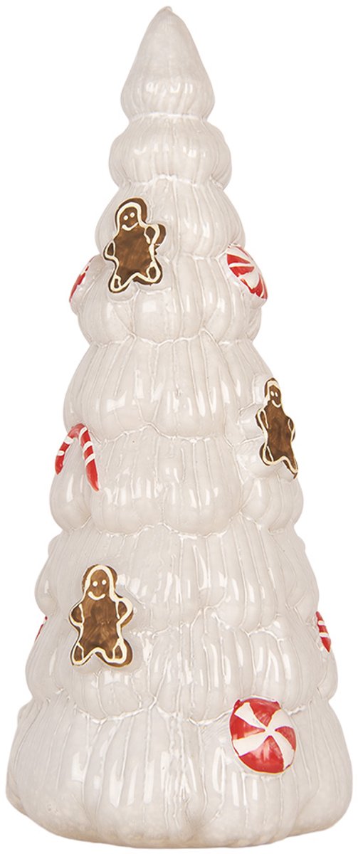 Clayre & Eef Kerstdecoratie Beeld Kerstboom Ø 10x24 cm Wit Glas