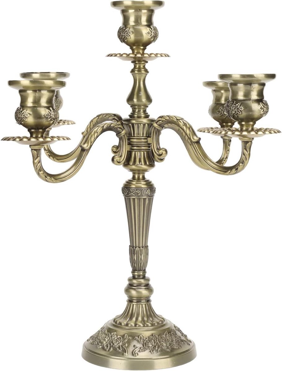 Kandelaar met 5 armen - Kaarsenhouder Vintage - Romantische Sfeer Creëren - Druppelbestendig Ontwerp
