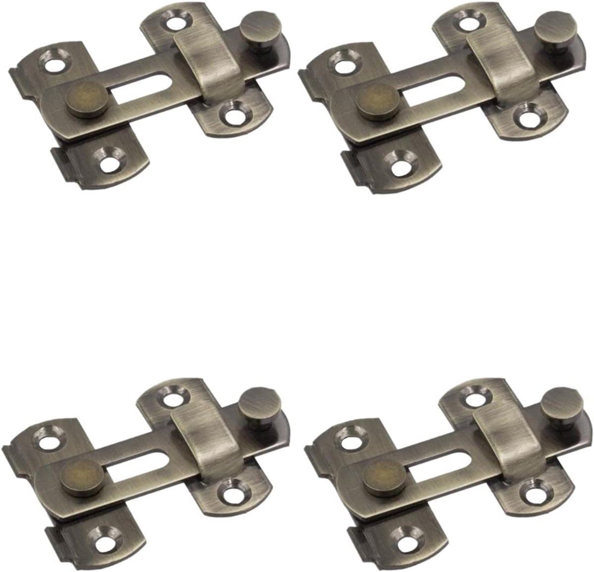 SnelShoppen - Vouwdeur Schuiflatched RVS Bar Hole Latches voor Antieke Schuifdeuren, Vergrendelset van 4 Stuks, Roestvrij Staal, Tuin, Poorten, Hekken