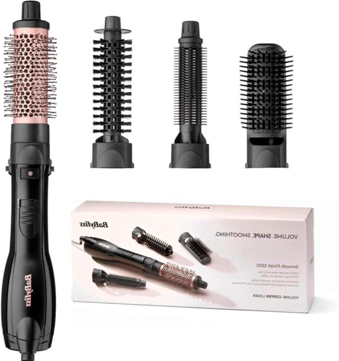 Warme Luchtborstel - Haarstyler Föhn - Thuis Haar Stylen - Ionische Anti-Pluis - 1200W Vermogen - Zwart Roze